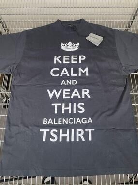 BALENCIAGA KEEP CALM AND WEAR THIS BALENCIAGA T-SHIRT BLACK SIZE 2